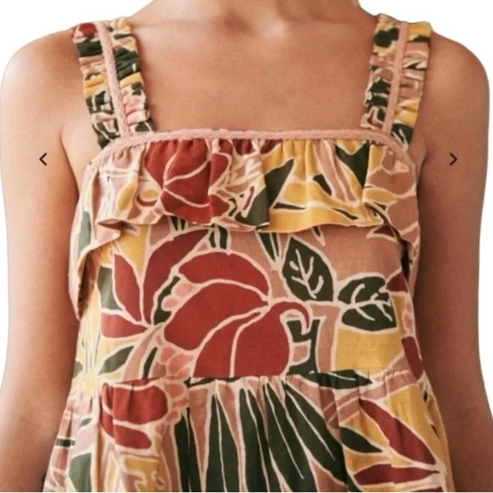 Sezane Fily Vicky Dress in Multi Leaves Print Size FR 34 US 2 - Picture 2 of 11